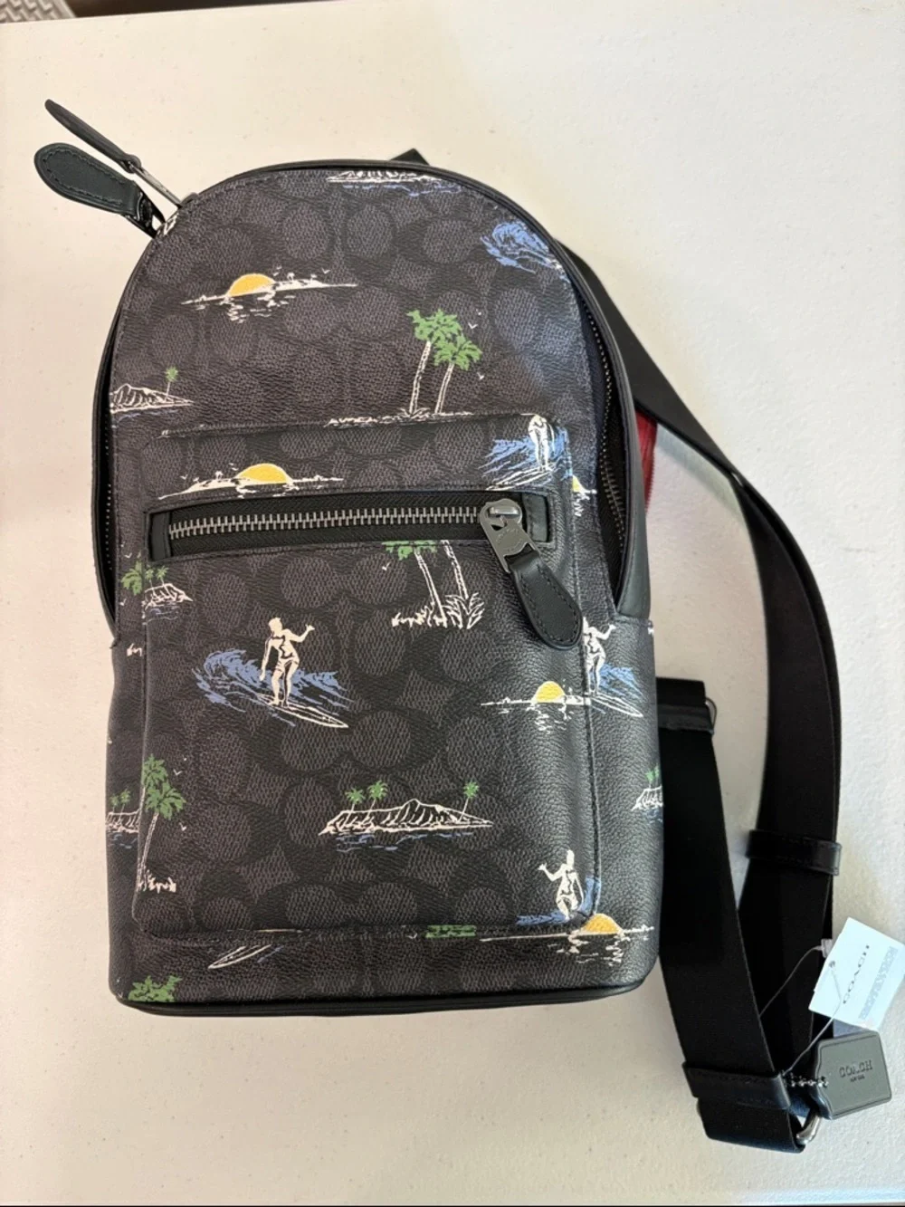 Coach West Pack In Signature Canvas W/Surf Print—Unisex—NEW W/Tags—$350–Great
